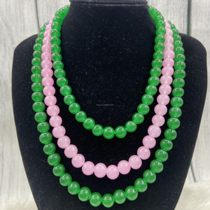 Rosa verde Manto verde Monalise pietra <span class=keywords><strong>tre</strong></span> strati collana gemma per gioielli regalo - Product Image 1
