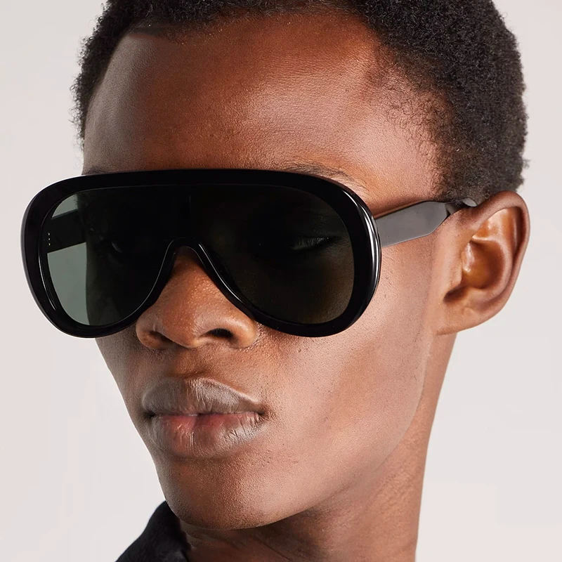 Vintage Sunglasses Men Oversized Women Punk One Piece Pilot