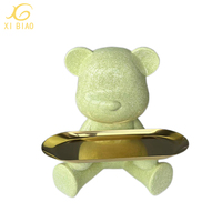 Plateau de rangement pour bijoux en résine, modèle Ours Violent, peint à la main, personnalisable, mignon, moderne et tendance, pour bureau, salon, chevet