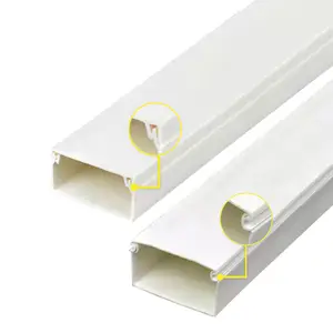 Alta calidad Pvc cuadrado ranurado ignífugo Pvc Cable Trunking plástico blanco superficie montada a través de cableado