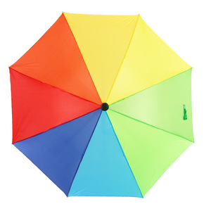 Parapluie droit 8 baleines arc-en-ciel avec poignée en plastique et capuchon antidérapant, idéal pour l'extérieur, protection soleil et pluie, ouverture manuelle - Product Image 3