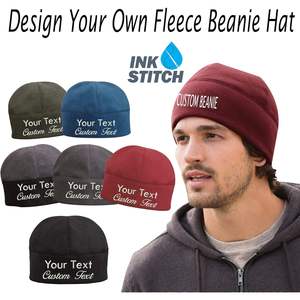 Custom Text Stitching Design 2025 C918 Outdoor <b>Fleece</b> <b>Beanie</b> in 6 Colors - Product Image 1