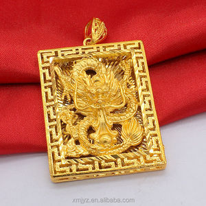 Nouveaux accessoires en laiton, bijoux en or plaqué, pendentif dragon, pendentif plaque carrée totem dragon, accessoires pour hommes - Product Image 3