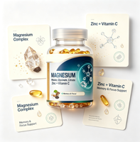 Capsules sous Marque Blanche OEM : Complexe de Magnésium avec Zinc, Vitamine C et L-Théanine pour la Mémoire, la Concentration et le Soutien du Calme