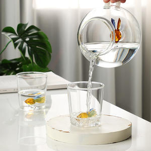 Bouteille d'eau froide grande capacité en verre borosilicate haute qualité, design mignon et bombé, pour usage domestique - Product Image 2