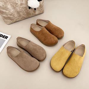 Women's Round Toe Hook & Loop <b>Flats</b> Solid Color Casual Daily Wear Comfortable Lightweight Genuine Leather Korean Fashion - Product Image 4