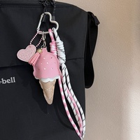 Gantungan Kunci Kulit PU Bentuk Es Krim Lucu Grosir, Liontin Tas Fashion, Hadiah 3.