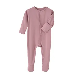 Pigiama in cotone personalizzato per bambini pigiama invernale a manica lunga pagliaccetto in cotone neonato Pjs con guantoni