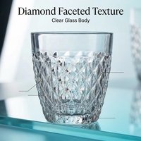 Verre à whisky en cristal transparent gravé de diamants, style rétro, 300 ml, personnalisé, pour hôtel, restaurant, verres à eau