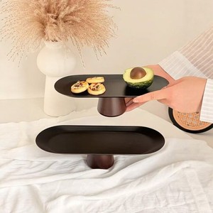 Oval Stainless Steel Fruit Platter With Stand For Home Party Snack Serving Nordic Style Luxury Retro Design - Product Image 2