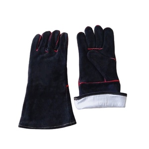 Guantes de barbacoa de cuero de vaca resistentes a altas temperaturas, guantes negros para horno con función antiescaldado - Product Image 4