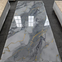 Panneau mural en PVC à motif marbré, imprimé UV 3D, imperméable, ignifuge, haute brillance, 1220x2440mm, panneau de décoration intérieure