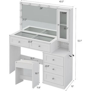 Venta al por mayor de fábrica Vanity <span class=keywords><strong>Makeup</strong></span> <span class=keywords><strong>Table</strong></span> Vanity Desk Set con espejo grande Luces LED Brillo ajustable Dormitorio Vanity - Product Image 2