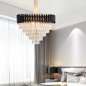 Nordic Modern Luxury LED Pendant <b>Light</b> Black Gold K9 Crystal Led <b>Chandelier</b> with Middle Size Hanging <b>Lights</b> - Product Image 4