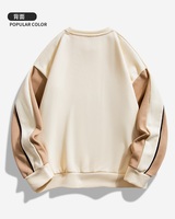 Sudadera de cuello redondo para hombre, estilo retro, tendencia urbana, con parches y diseño lavado, tejido cálido y bordado, para otoño e invierno