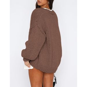 Suéter Cárdigan de Punto Grueso con Estampado Moderno para Mujer de Pretttygarden, para Otoño/Invierno 2025, Ropa de Invierno a la Moda - Product Image 1