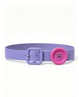 Ceinture en cuir PU pour femme, couleur pastel Y2K, avec grand bouton décoratif, accent bouton rond, boucle carrée, ceinture pour jeans