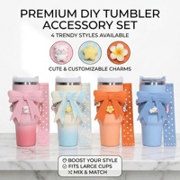 Ensemble d'accessoires pour gobelet DIY, breloques pour poignée, décorations mignonnes en forme de fleur et d'étoile pour tasses, cadeau de fêtes, cadeau de fête, sept pièces, motif craquelé pour