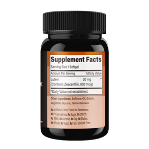 Fabricant de suppléments nutraceutiques de lutéine avec zéaxanthine pour la santé oculaire, 20 mg, 120 gélules de lutéine - Product Image 5