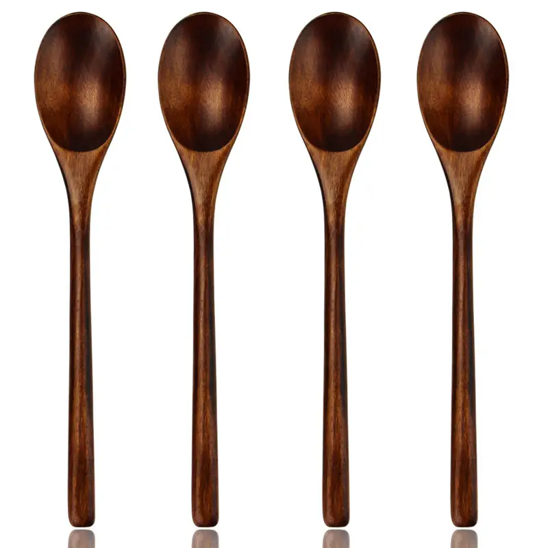 Eco Friendly Kitchen accessories Mixing and Cooking Wooden Spoon Japanese Long Handle Wood Soup Serving Spoons In Bulk