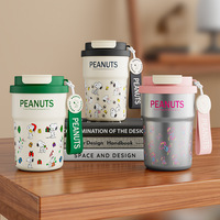 Tasse à café Snoopys en acier inoxydable 304, double paroi isolée, gobelet de voyage portable avec couvercle à pendentif, gourde sportive pour activités de plein air