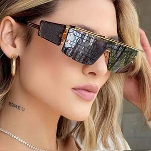 Gafas de Sol Rectangulares de Moda 2023 para Hombre y Mujer, Estilo Y2K Steampunk, Aleación, UV400, de una Pieza - Product Image 2