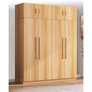 Grande armoire de chambre moderne, penderie autoportante avec étagères et tringle de suspension, meuble de rangement en bois pour vêtements - Product Image 1