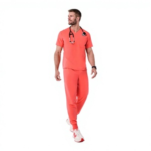 Ensemble de blouses médicales pour hommes, col en V, manches courtes, uniforme d'infirmier, vêtements de travail pour le secteur de la santé, logo personnalisé, fabricant OEM, vente en gros - Product Image 1