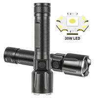 Lampe torche LED rechargeable haute puissance 30W, étanche, en alliage d'aluminium, tactique, zoomable, 5 modes, sortie 1000+ lumens