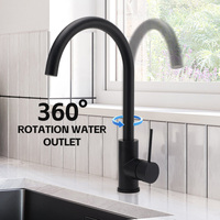 Watermark Wels Grifo caliente y frío Grifo redondo negro mate Grifo de acero inoxidable 304 Grifos de cocina modernos