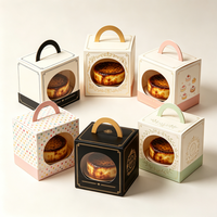 Caja de Regalo para Celebraciones de Varios Tamaños con Ventana Transparente, Caja de Cartón para Pasteles y Postres Vascos, Empaque Personalizado al por Mayor