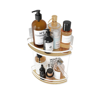 Étagère de rangement de douche en acrylique, organiseur de salle de bain, kit de plateaux, support mural 2026, panier de comptoir, crochet de rangement, tiroir de rangement
