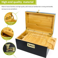 Accessoires pour fumeurs avec LOGO personnalisé, bac à roulettes en bois anti-odeur, boîte de rangement magnétique pour herbes en bambou avec serrure, kit combiné