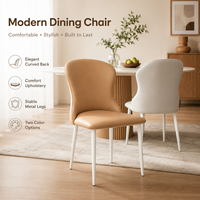 Chaises de salle à manger rembourrées en gros, dossier incurvé avec coussin confortable, structure en métal blanc pour l'approvisionnement des hôtels
