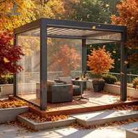 Pavillon à persiennes en aluminium à manivelle manuelle, moderne, 4x4, résistant au vent et à la neige, abri isolé avec système de drainage pour terrasse, maison, jardin