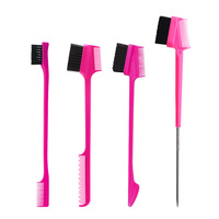 Brosse de nettoyage des bords de la perruque en dentelle Brosse à cheveux multifonctionnelle 5-en-1 pour contrôler les bords des sourcils