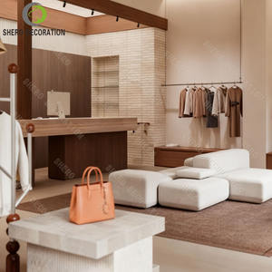 ออกแบบตกแต่งภายในร้านขายเสื้อผ้าใหม่ เคาน์เตอร์ร้านค้าทำจากไม้ ชั้นวางเสื้อผ้าติดผนังแบบกำหนดเอง เฟอร์นิเจอร์ร้านขายเสื้อผ้า - Product Image 4