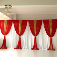 Rideaux croisés modernes à double couche pour toile de fond murale de mariage Rideau de scène avec cadre de support pour décorations de fête rose