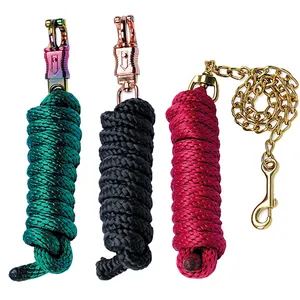 New Arrival Chain Horse Lead Rope Equestrian Products Customization Nylon Webbing Horse Lead Rope With Strong Clip