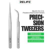 Relife TS-11 industrielle TS-15 précision pince à épiler droite incurvée en acier inoxydable antistatique électronique CPU IC réparation de téléphone