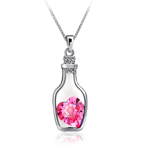 Colgante de cristal chapado en plata para mujer, joyería de moda, botella de los deseos, regalo femenino, venta al por mayor - Product Image 3