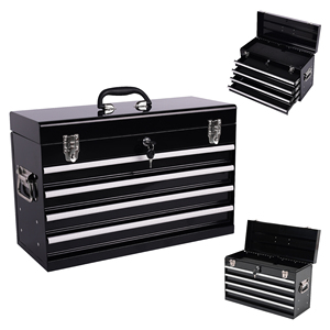 Manufacturer Direct 21" Portable Metal <b>Tool</b> <b>Box</b>, 4-Drawer Locking <b>Tool</b> Chest with EVA <b>Liners</b> for Workshop, Repair Shop - Product Image 1