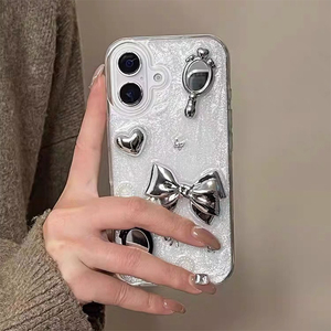 Custodia per Cellulare in TPU di Lusso con Fiocco e Glitter per <span class=keywords><strong>iPhone</strong></span> 17 ProMax, Stile Coreano Ins, Antiurto per <span class=keywords><strong>iPhone</strong></span> 16 15 14 <span class=keywords><strong>Plus</strong></span> - Product Image 3