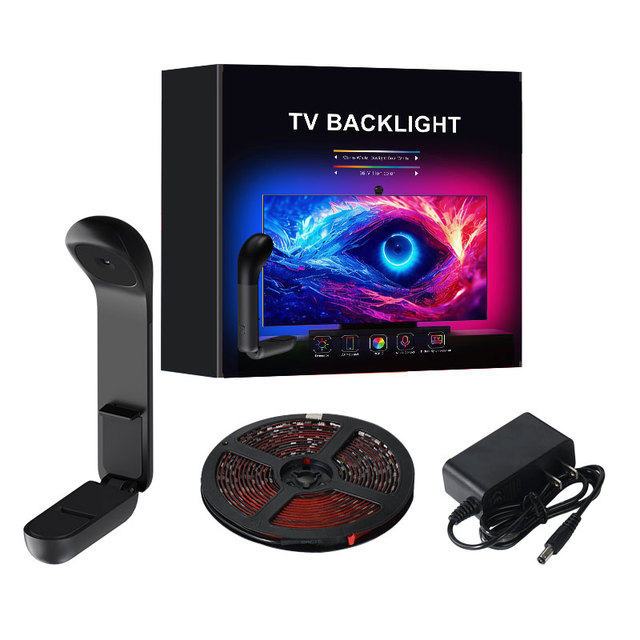 IP20 3.8M 12V RGBIC 55 65 Inch Tuya Sync Music App Google Alexa WIfi Immersed LED Smart TV Backlight Strips Lights With Camera