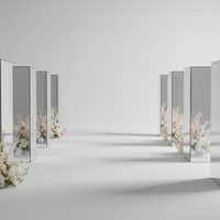 Décoration d'allée de cérémonie de mariage : Panneau de sol en acrylique miroir argenté réfléchissant pour scène de mariage
