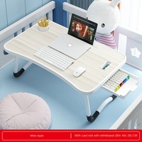 Bureau d'ordinateur portable multifonctionnel avec pieds en métal, tiroir et support pour téléphone, petite table de lit simple, table pliante pour dortoir