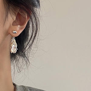 Pendientes de Diseño con Borla de Metal en Forma de Espiga de Trigo para Mujer, Estilo Ligero y Lujoso, Sencillo y Moderno, Combinan con Todo - Product Image 6