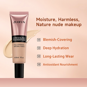 Kem nền dạng lỏng che phủ hoàn toàn, lì, không thấm nước, nhãn hiệu riêng OEM, tùy chỉnh logo, trang điểm che khuyết điểm - Product Image 2