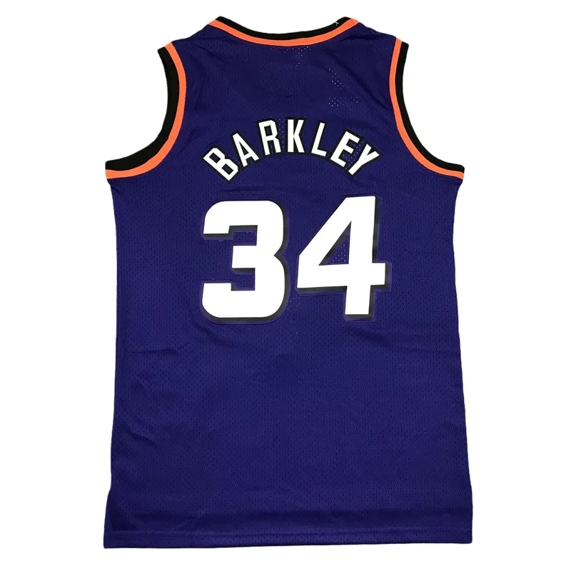 เสื้อบาสเก็ตบอลตาข่ายระบายอากาศฟีนิกซ์ Sun #34 Barkley #13 Nash quickdry ชุดบาสเก็ตบอลเก่า