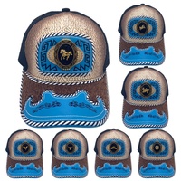 Gorra de béisbol unisex con logo 3D de metal estilo occidental, estampada en serigrafía, de mezclilla, lona, jersey y malla, a la moda para exteriores.
